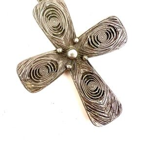 70’s signed Tortolani cross pendant necklace